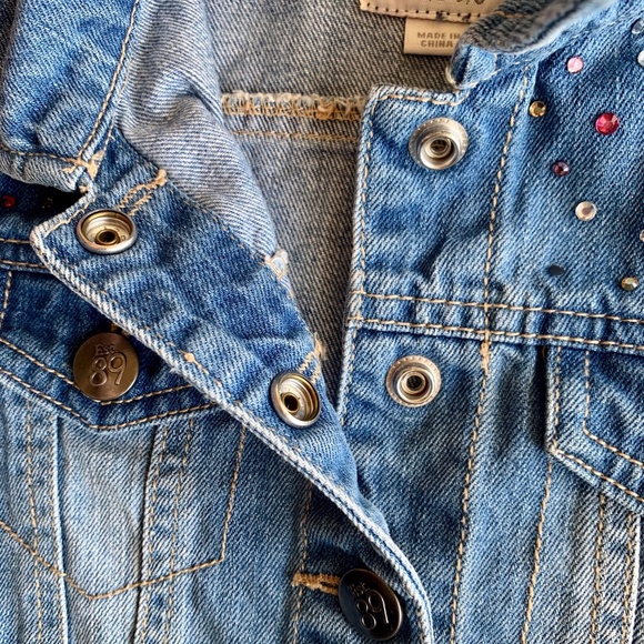 Children's Place Girls Denim Jacket with Gems SIZE S/P 5/4 - Picture 9 of 9